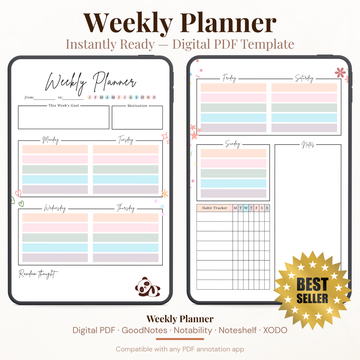 Pastel theme weekly digital planner pdf template. This is a best seller planner.