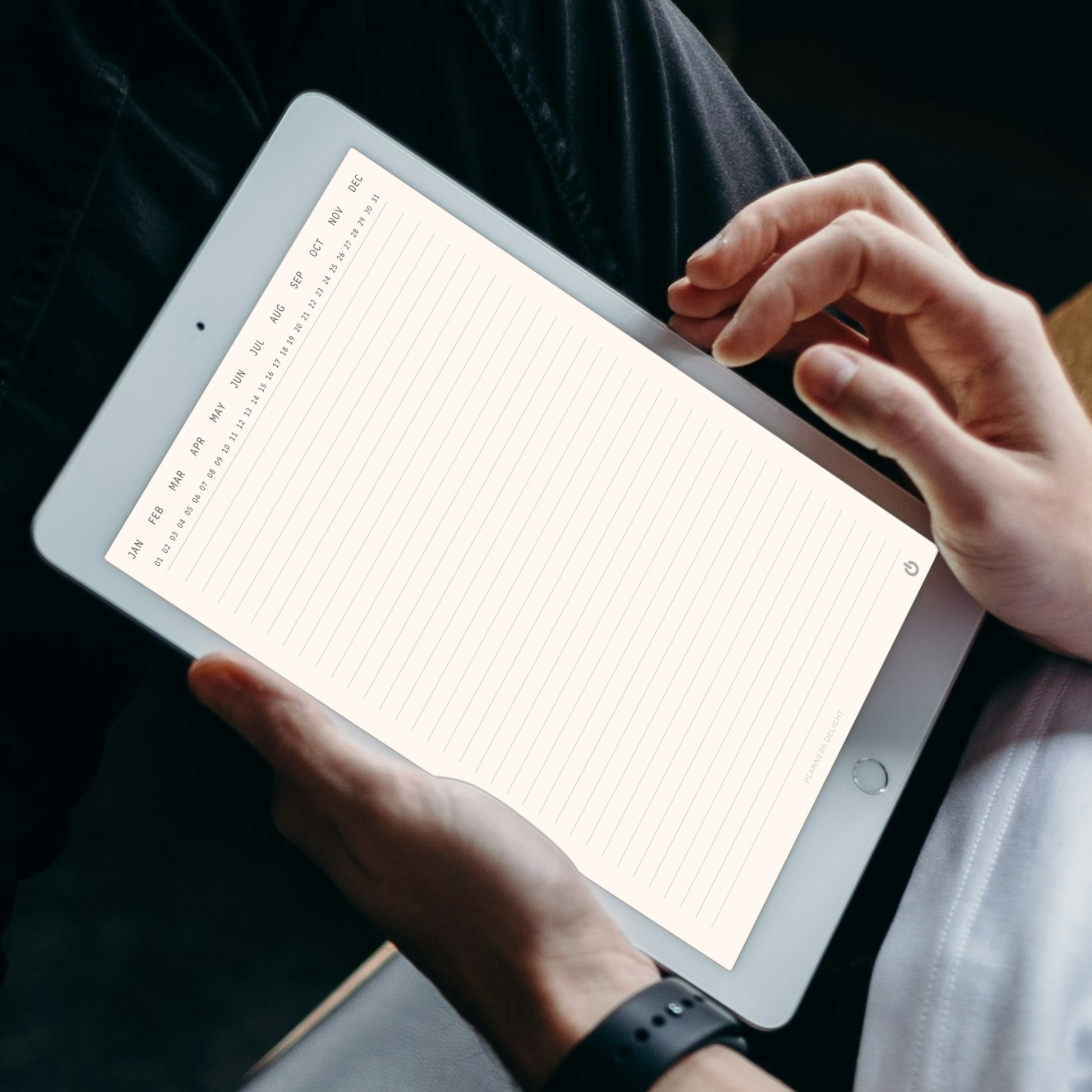 365 Day Digital Journal PDF Hyperlinked for iPad - Lined Pages Date Month Selector GoodNotes Instant Download