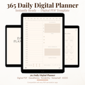 365 Day Digital Daily Planner PDF Hyperlinked for iPad - Hourly Schedule Mood Tracker Quote of Day GoodNotes Instant Download