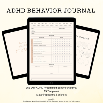 ADHD Daily Behavior Planner | 365 Undated Hyperlinked Digital Journal for GoodNotes & iPad, Focus, Routine & Productivity Tracker