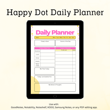 Cute Dotted Daily Planner, Goal Setting, Meal Planning, To Do List & Gratitude Printable