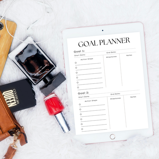 Dual Goal Digital Planner - Printable Goal Setting Worksheet with Action Steps, Milestones & Notes