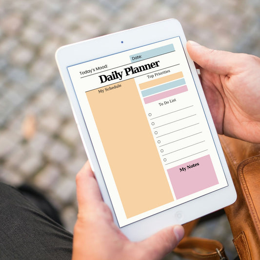 Daily Digital Planner with Schedule, Priorities, To-Do List & Mood Tracker, Minimalist iPad Productivity Planner PDF