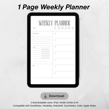 Undated Weekly Planner With Priorities, Habit Tracker & Notes