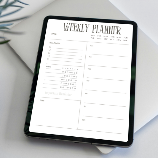 Undated Weekly Planner With Priorities, Habit Tracker & Notes