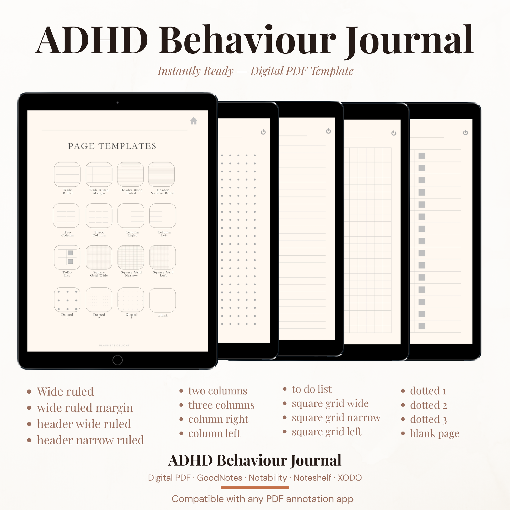 ADHD Behaviour Journal PDF for iPad - Inattention Hyperactivity Impulsivity Tracker Medication Log GoodNotes Instant Download