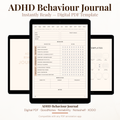 ADHD Behaviour Journal PDF for iPad - Inattention Hyperactivity Impulsivity Tracker Medication Log GoodNotes Instant Download