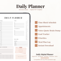 All in One Digital Daily Planner PDF for iPad - Hourly Schedule Goals Meal Plan Brain Dump GoodNotes Instant Download