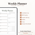 Digital Weekly Planner PDF for iPad - 7 Day Schedule Habit Tracker Gratitude Bills GoodNotes Instant Download