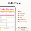 Colorful Digital Daily Planner PDF for iPad - Daily Goal Meal Plan Gratitude Me Time GoodNotes Instant Download