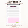 Digital daily planner PDF with flexible schedule tracker notes section and motivational quote for GoodNotes Notability XODO.