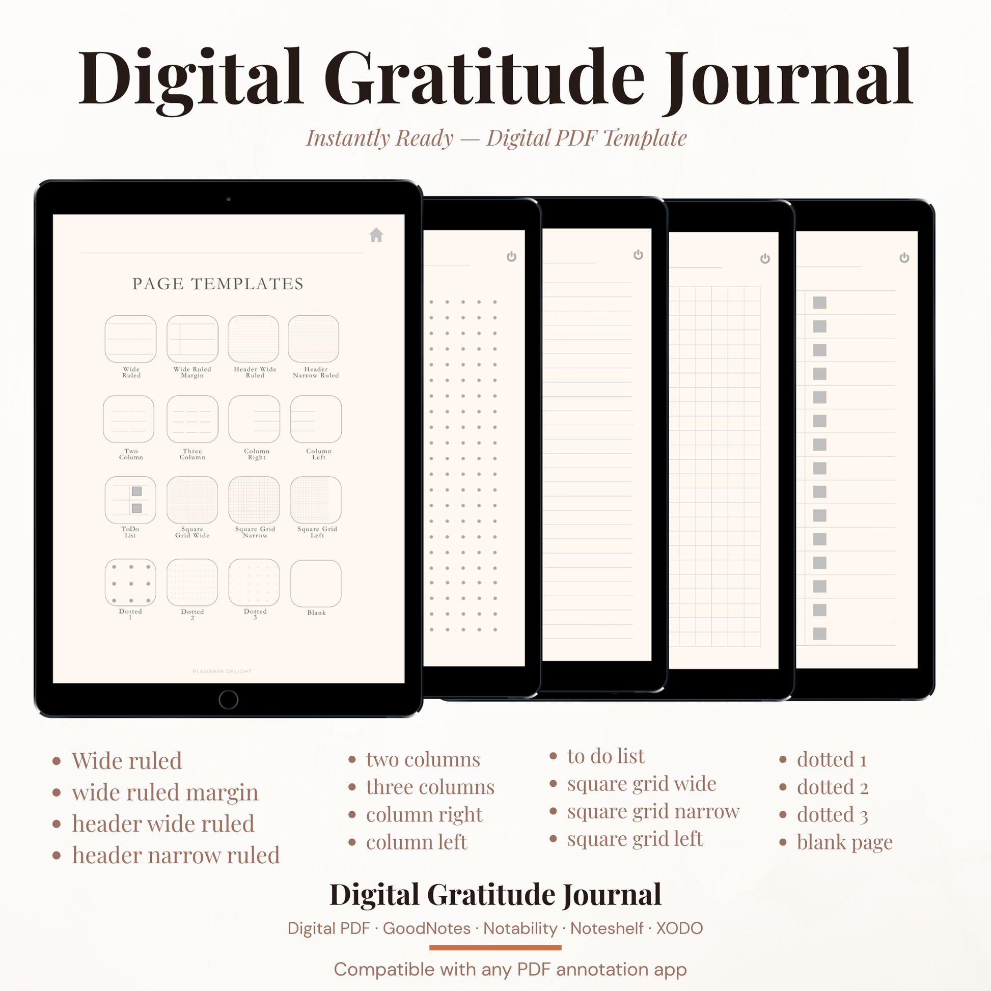Digital Gratitude Journal PDF for iPad - Morning Evening Reflection Daily Prompts Quote of Day GoodNotes Instant Download