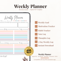 Kawaii Panda Digital Weekly Planner PDF for iPad - 7 Day Schedule Weekly Goal Habit Tracker GoodNotes Instant Download