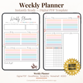 Kawaii Panda Digital Weekly Planner PDF for iPad - 7 Day Schedule Weekly Goal Habit Tracker GoodNotes Instant Download