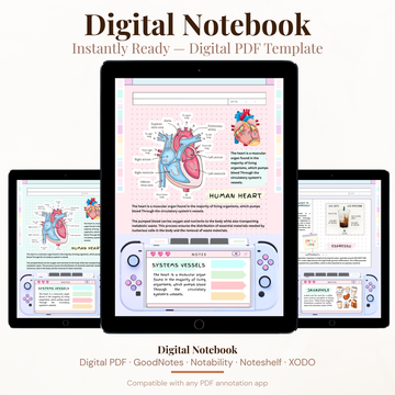 Pastel Digital Student Notebook PDF for iPad - 6 Subjects 552 Pages Note Taking Study Notes GoodNotes Instant Download