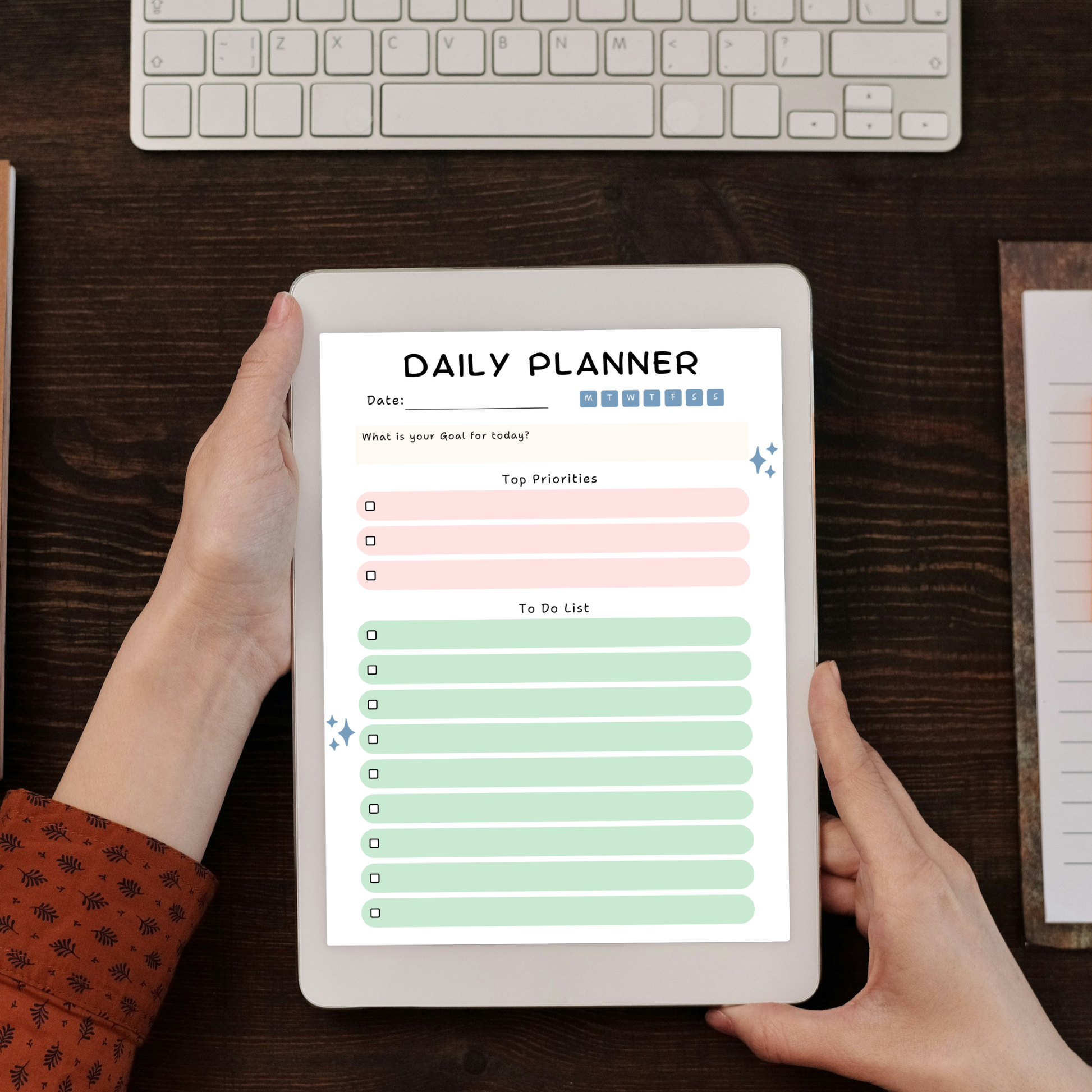 Simple Digital Daily Planner PDF for iPad - Daily Goal Top Priorities To Do List GoodNotes Instant Download