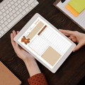 Undated digital teddy bear daily and weekly planner PDF bundle shown side by side on two iPads with a warm cozy design in brown tan and beige tones featuring an illustrated teddy bear accent, the daily planner featuring a day of week tracker, date field, today's goal section, to do list with checkboxes, time and activity hourly schedule from 6AM to 8PM and a notes section, and the weekly planner featuring this week's goal section, to do list with checkboxes, Monday through Sunday weekly schedule columns.