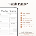 Digital Weekly Planner PDF for iPad - Weekly Schedule Appointments Bill Payments Habit Tracker GoodNotes Instant Download